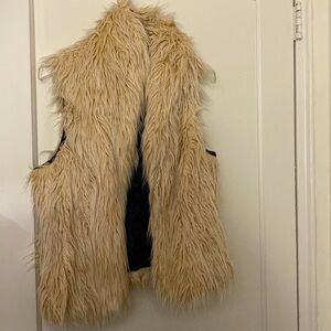 INC tan faux fur best size: L